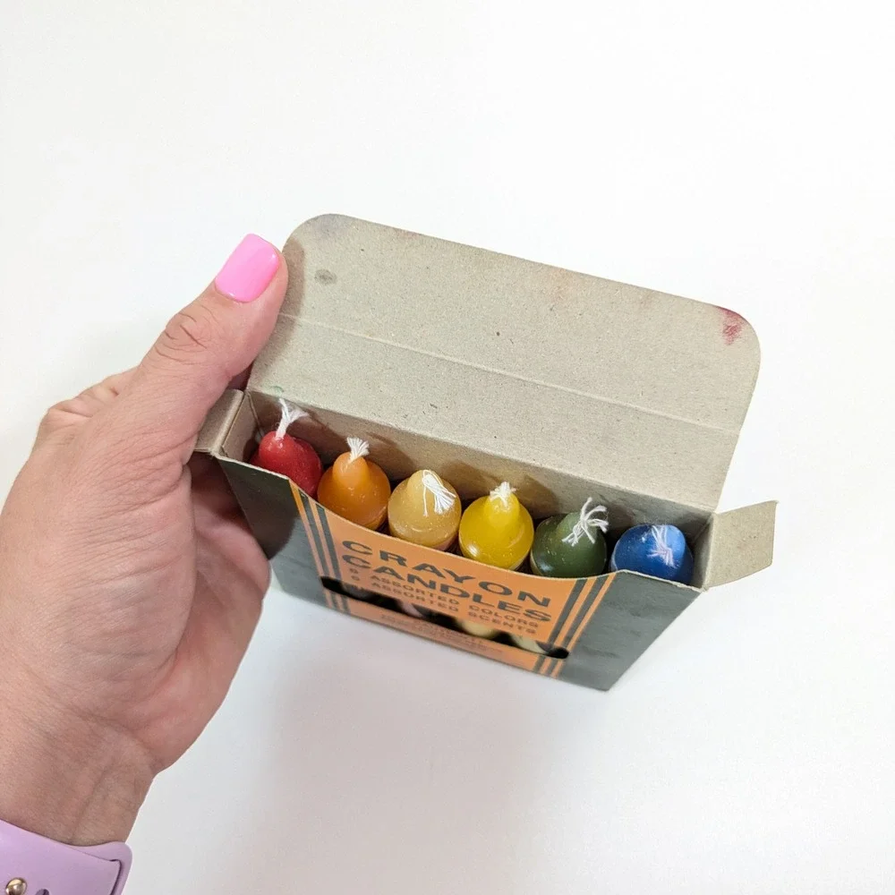 VTG Jumbo Emergency Crayon Candles 6 Pack Scented MCM Retro Novelty Hong Kong